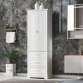 White 2 Door Tall Bathroom Storage Cabinet with 3 Drawers and Adjustable Shelves T5371