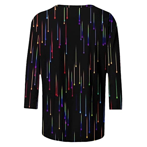 Summer Outfits for Women Casual Fashion Printing Crew Neck Three Quarter Sleeve C40452