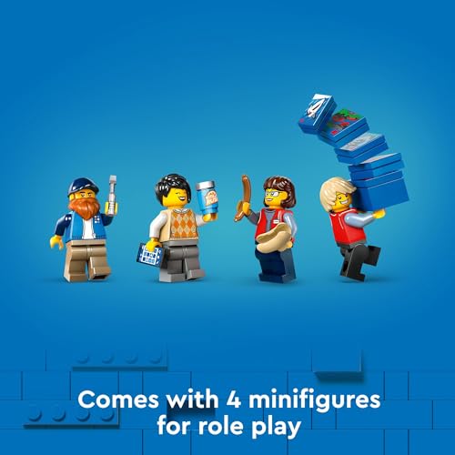 Yellow Delivery Truck Toy with Semitruck Model, Forklift and 4 Minifigures U1391