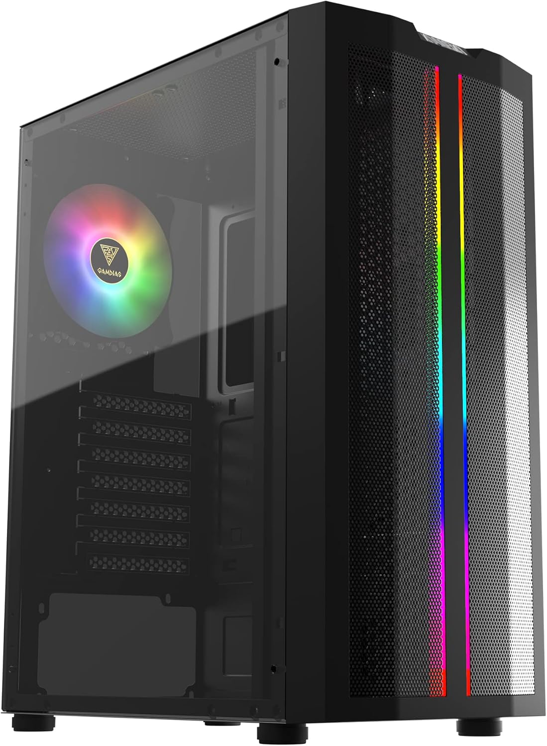 ATX Mid Tower Gaming Computer PC Case with Side Tempered Glass and 120mm ARGB Case Fans R122174