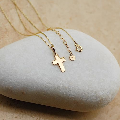 14K Solid Gold Cross Necklace R921
