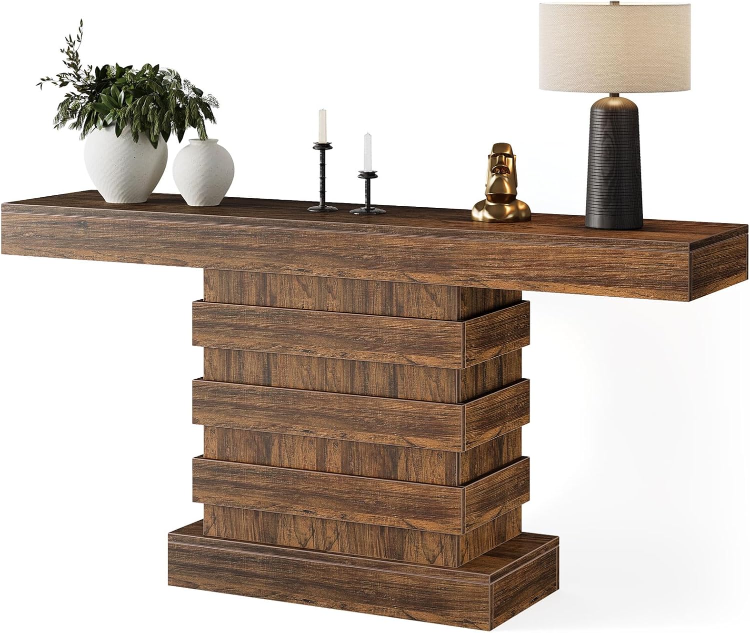Rustic Brown 63-Inch Wooden Console Table F31392