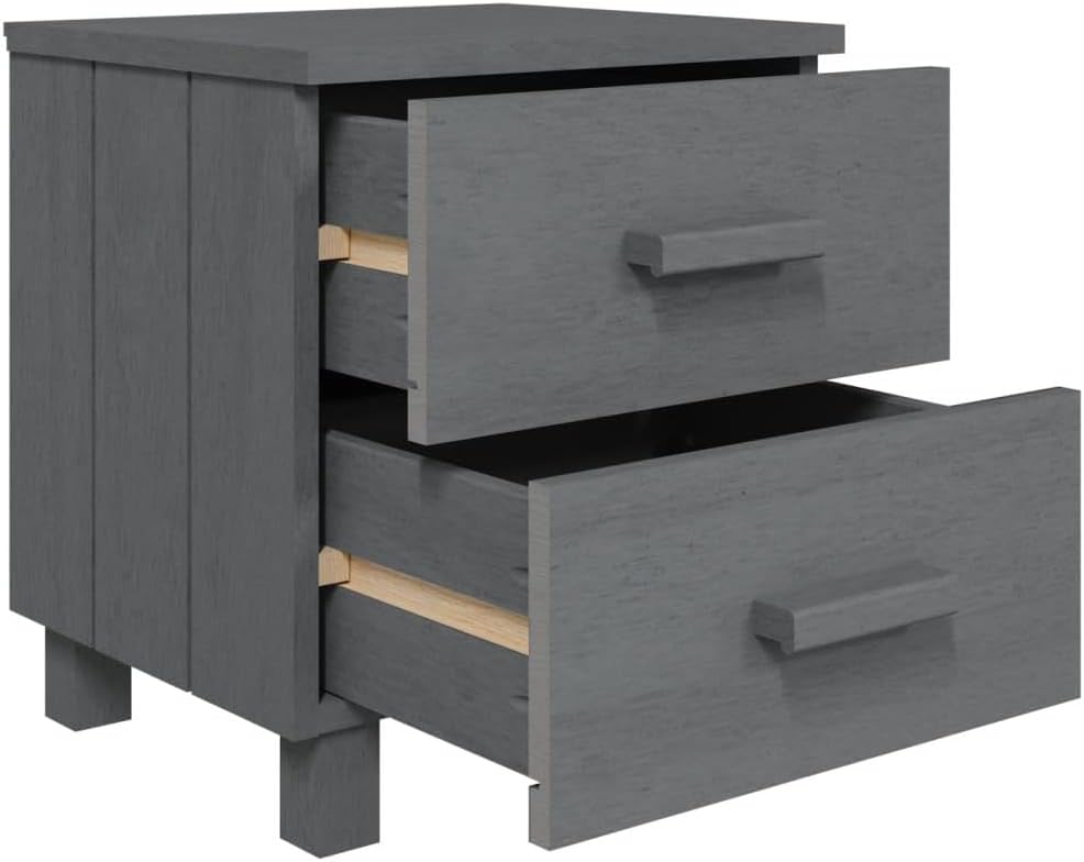 Solid Wood Bedside Cabinets - Dark Gray 2-piece E39214