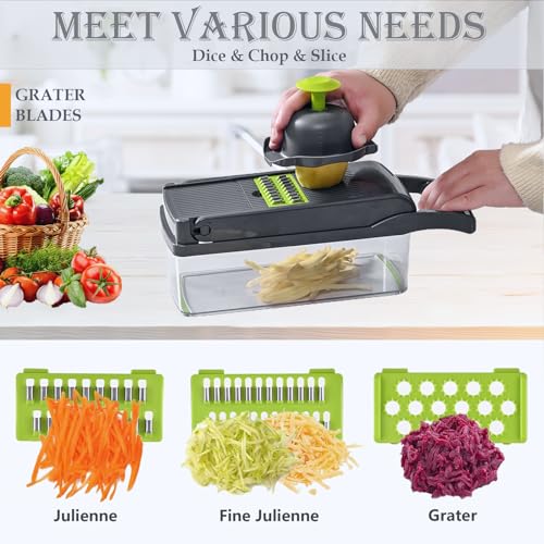 20-in-1 Vegetable Chopper with Container, Cheese Grater, Box Mandoline Slicer Food Cutter Shredder O940052