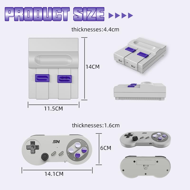 16Bit Video Game Console with 5000 Classic Games and 2.4G Wireless Controllers P365897