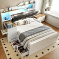 Full Platform Bed Frame with Storage Headboard, 4 Drawers, LED Light & Charging Station P719216