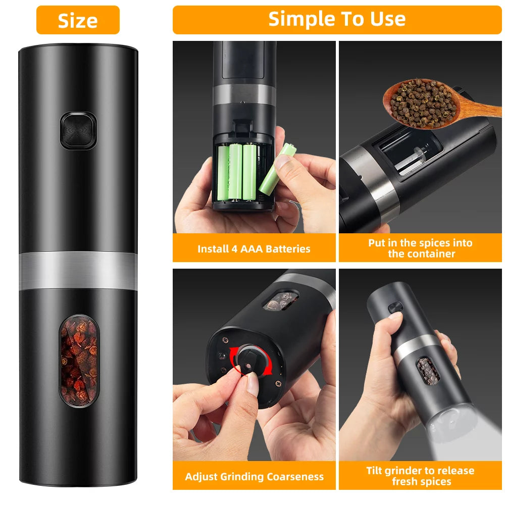 Set of 2 Rechargeable Electric Salt and Pepper Grinder with Adjustable Coarseness I775594