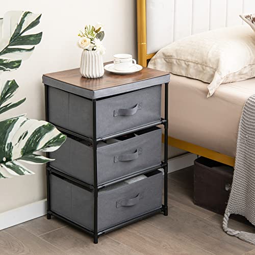 Black Fabric Dresser Set of 2 with 2 Drawers A12136