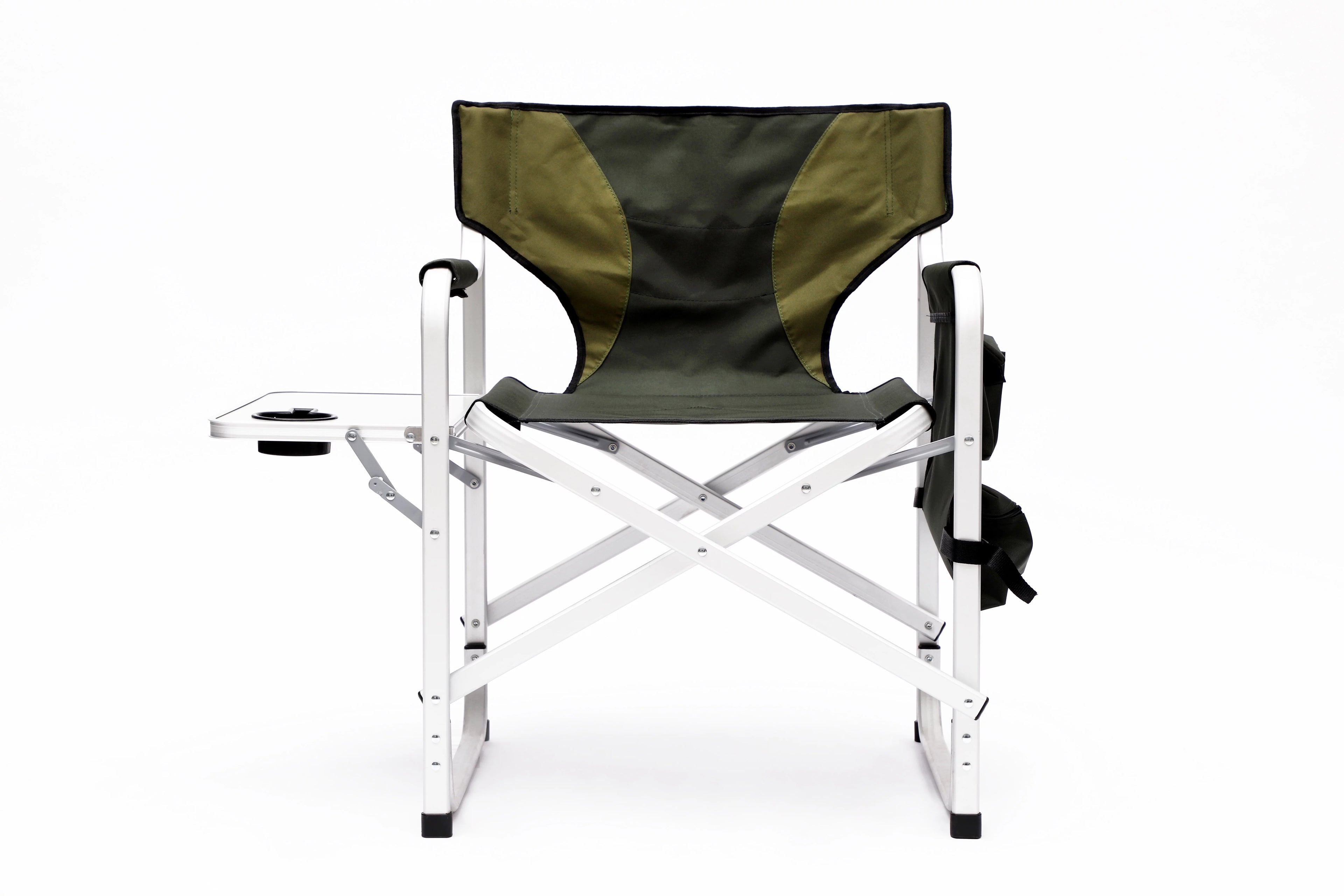 Padded Folding Outdoor Chair with Side Table and Storage Pockets, Lightweight Oversized Directors Chair, Green N934745