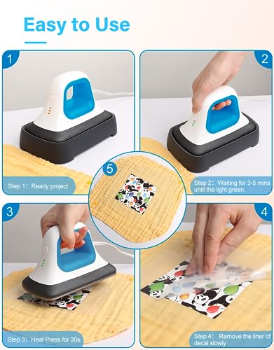 Mini Heat Press 7"x 3.8" Hand held Iron Press (Blue) D212957