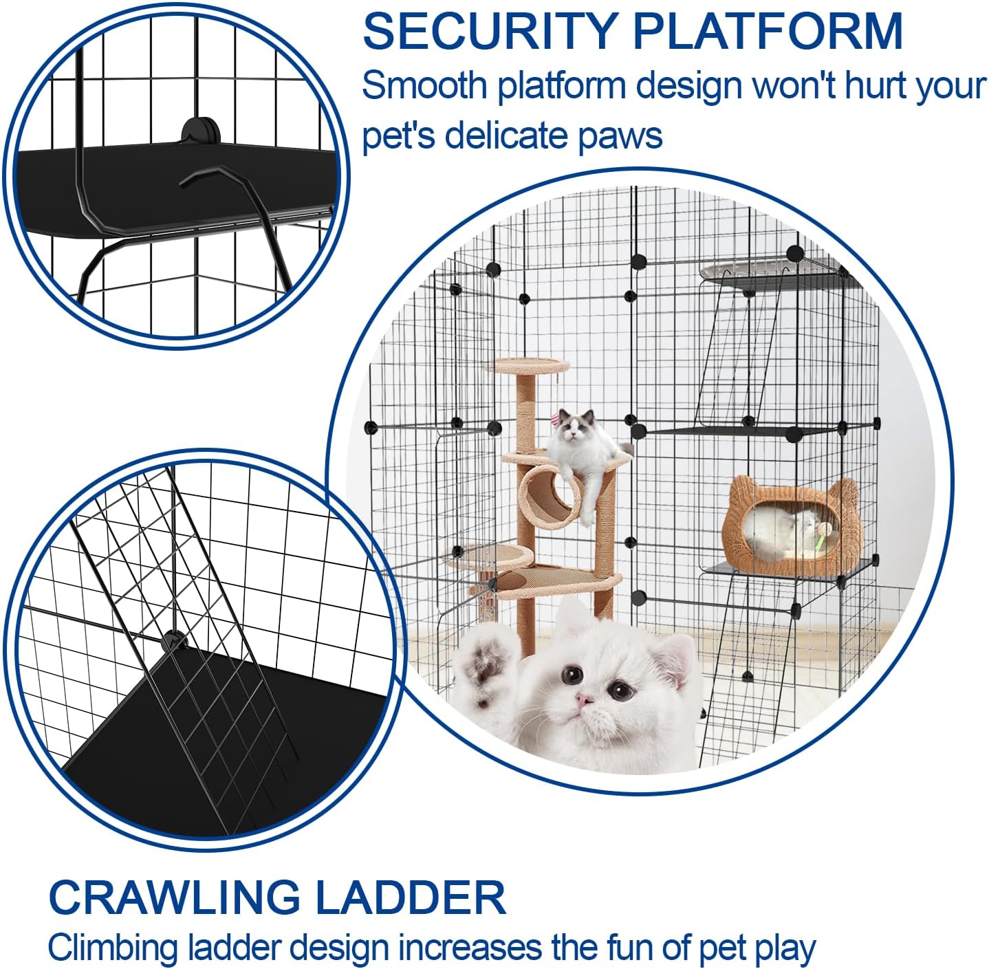 Large Cat Cage 3-Tier Catio Cat Enclosure Cat Kennel N1924