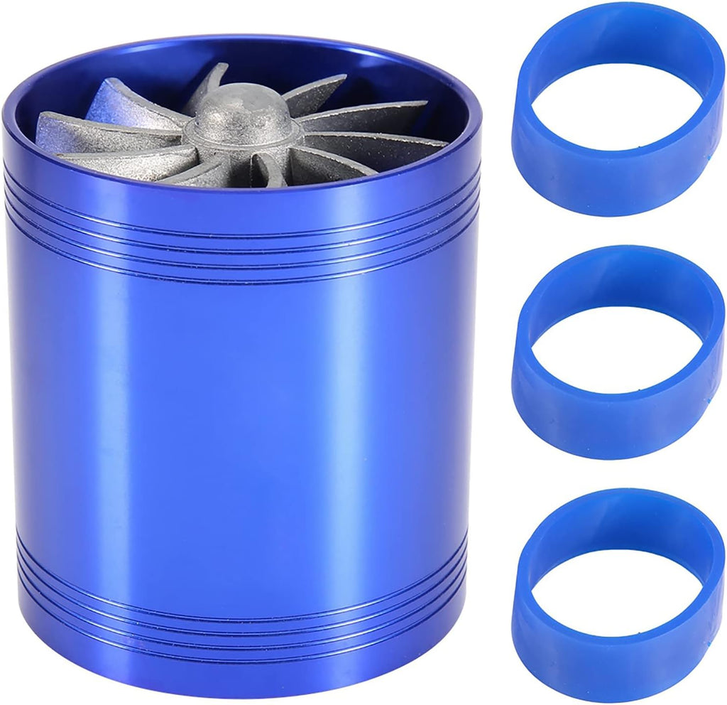 Twin Fan Turbine Car Air Intake Turbocharger Super Gas Fuel Saver Turbo (Blue) G7421