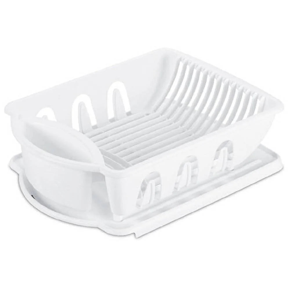 White Plastic 2 Piece Dish Drainer Set U179420