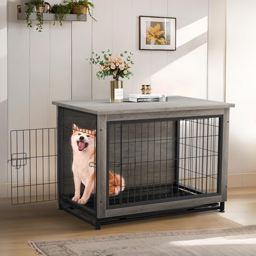 Grey Wooden Dog Kennel Table E80556