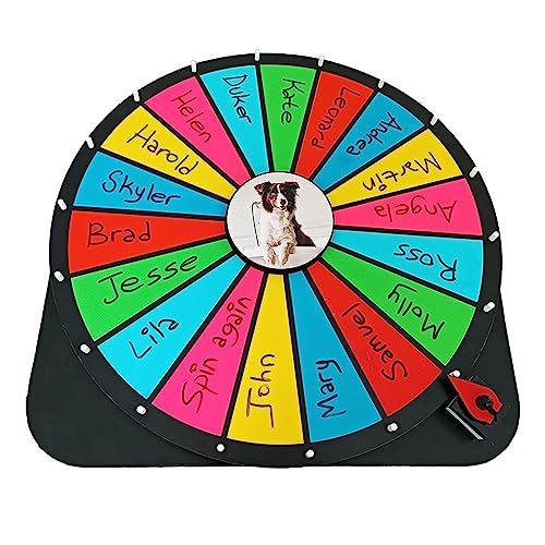 24 Inch Spinning Prize Wheel - 18 Slots Tabletop Roulette Spinner - Dry Erase Marker (Red) N183526