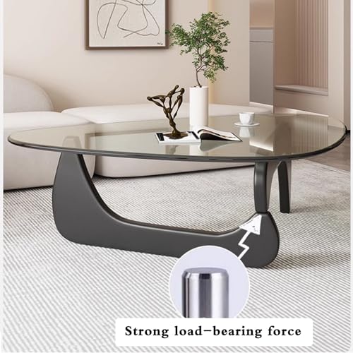 Transparent Black Glass Coffee Table with Solid Wood Frame W77234
