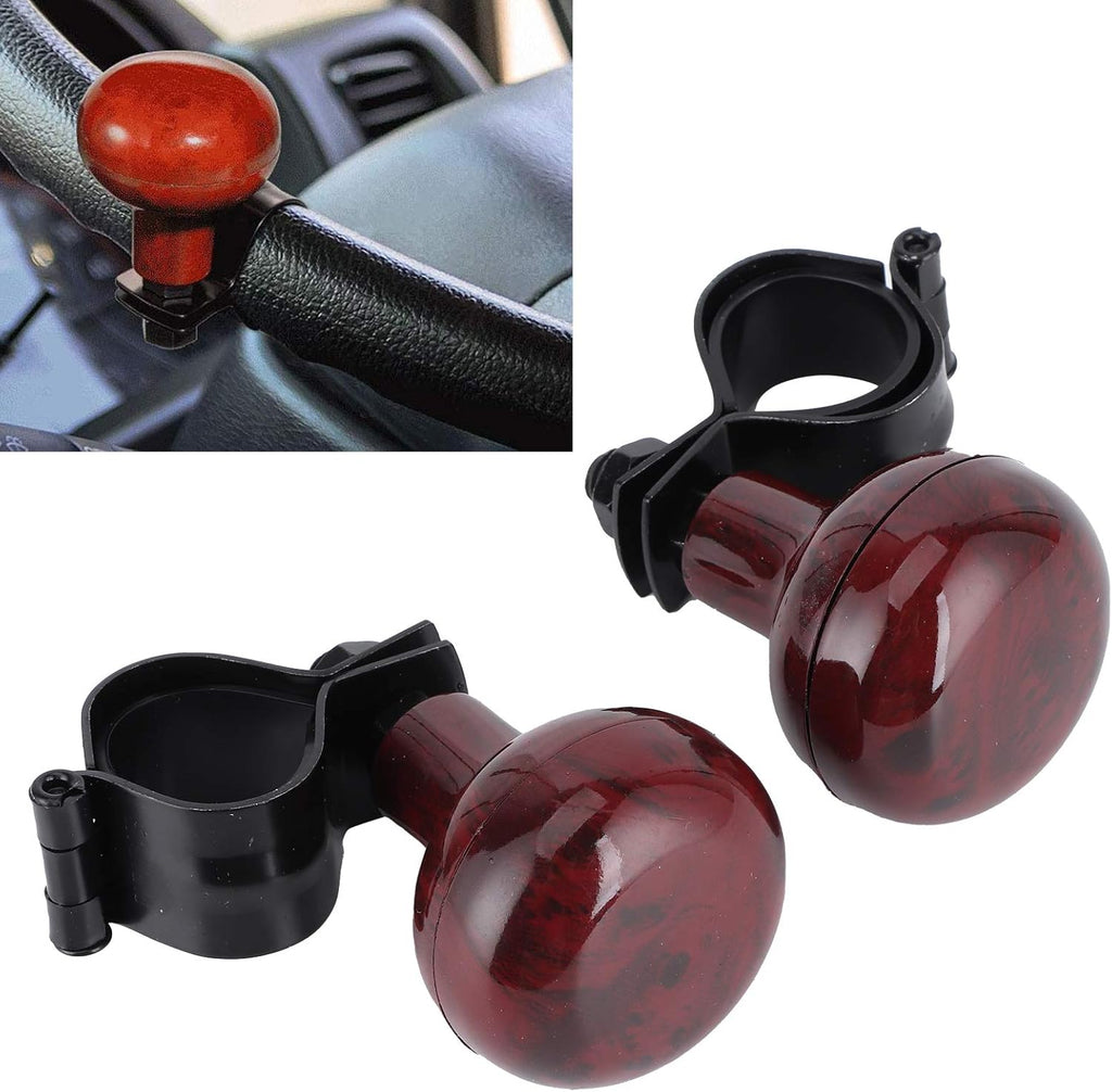 Mahogany Woodgrain Steering Wheel Spinner Knob 2Pcs C494447
