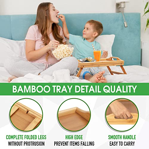 Bamboo Bed Tray Table with Foldable Legs 2 Pack J151
