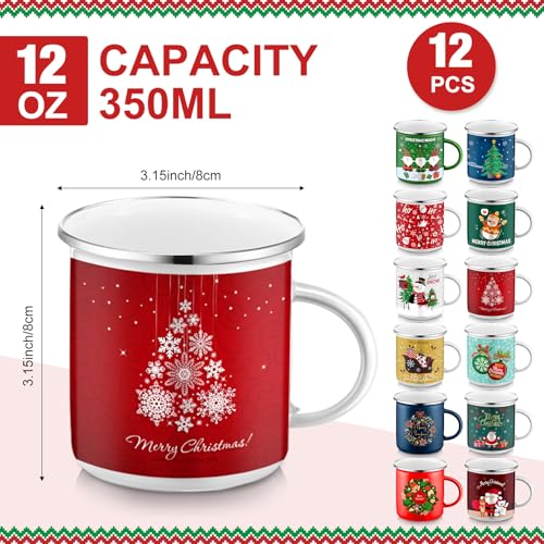 16 Pcs 12 oz Enamel Mugs Set F747553