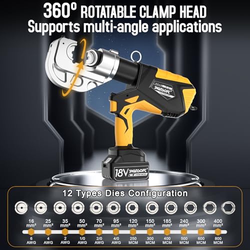 12Ton 6AWG-800MCM Rechargeable Hydraulic Crimping Tool E935850