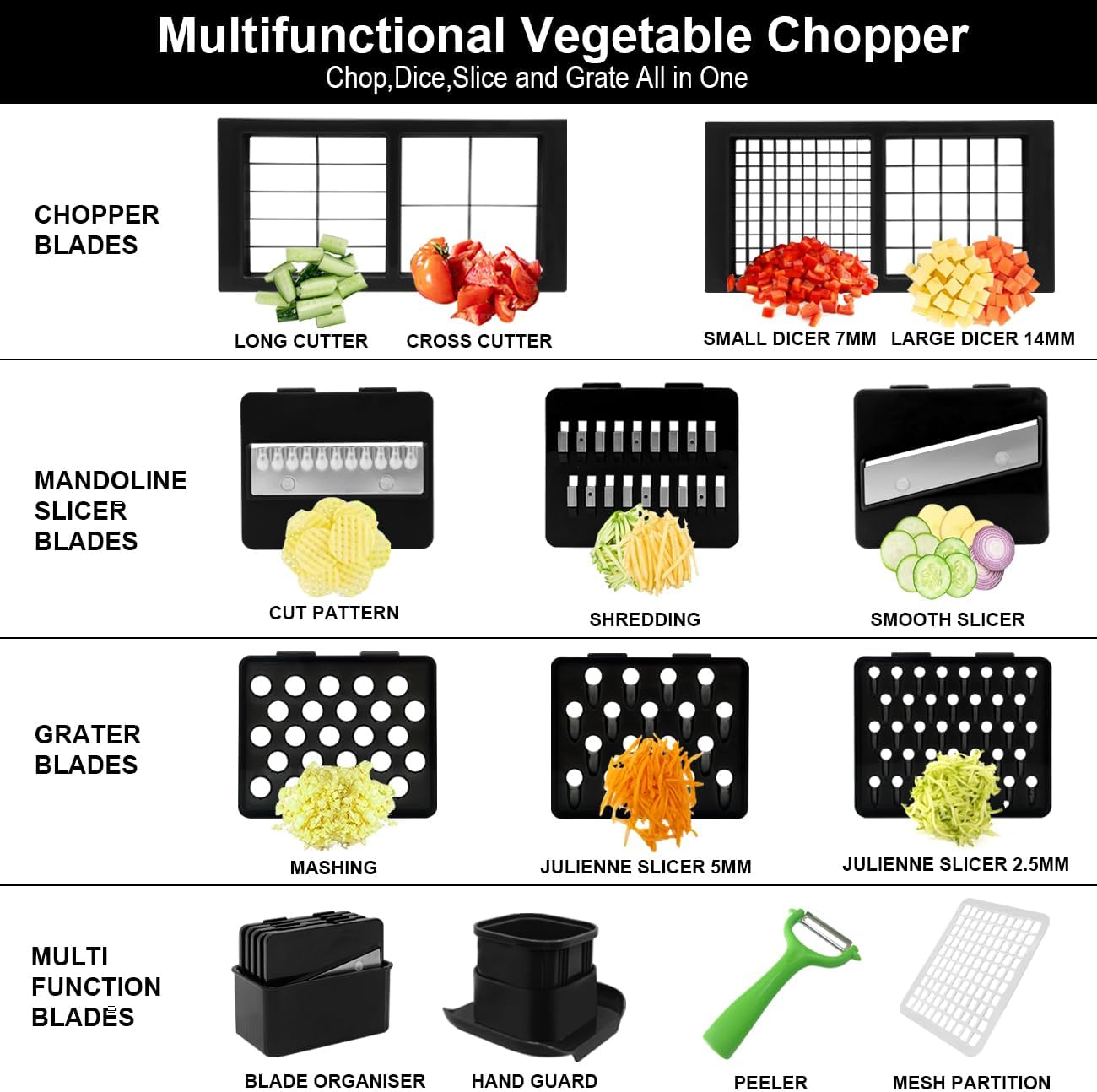 14 in 1 Vegetable Chopper with Container Q731194