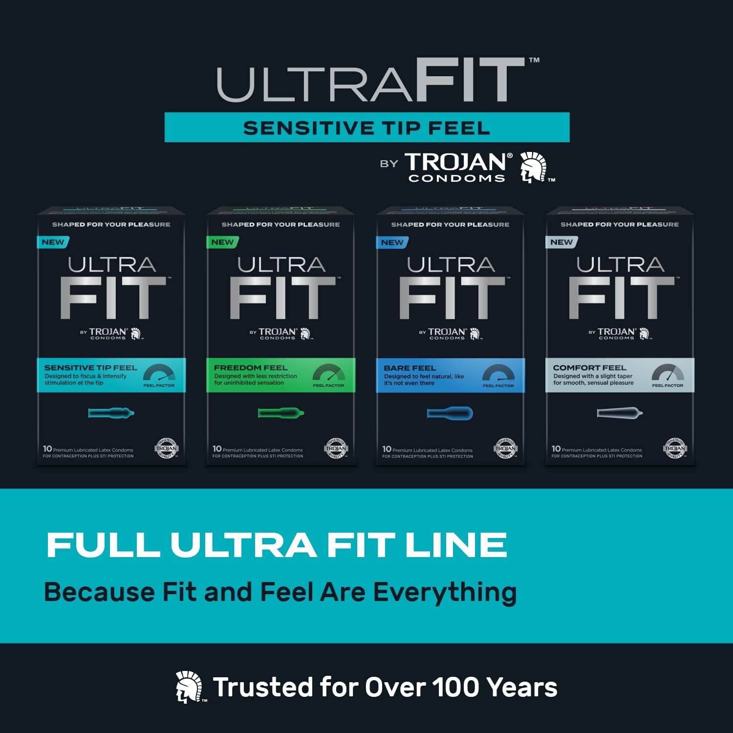 Ultrafit Sensitive Tip Condoms, 10 Count X62174