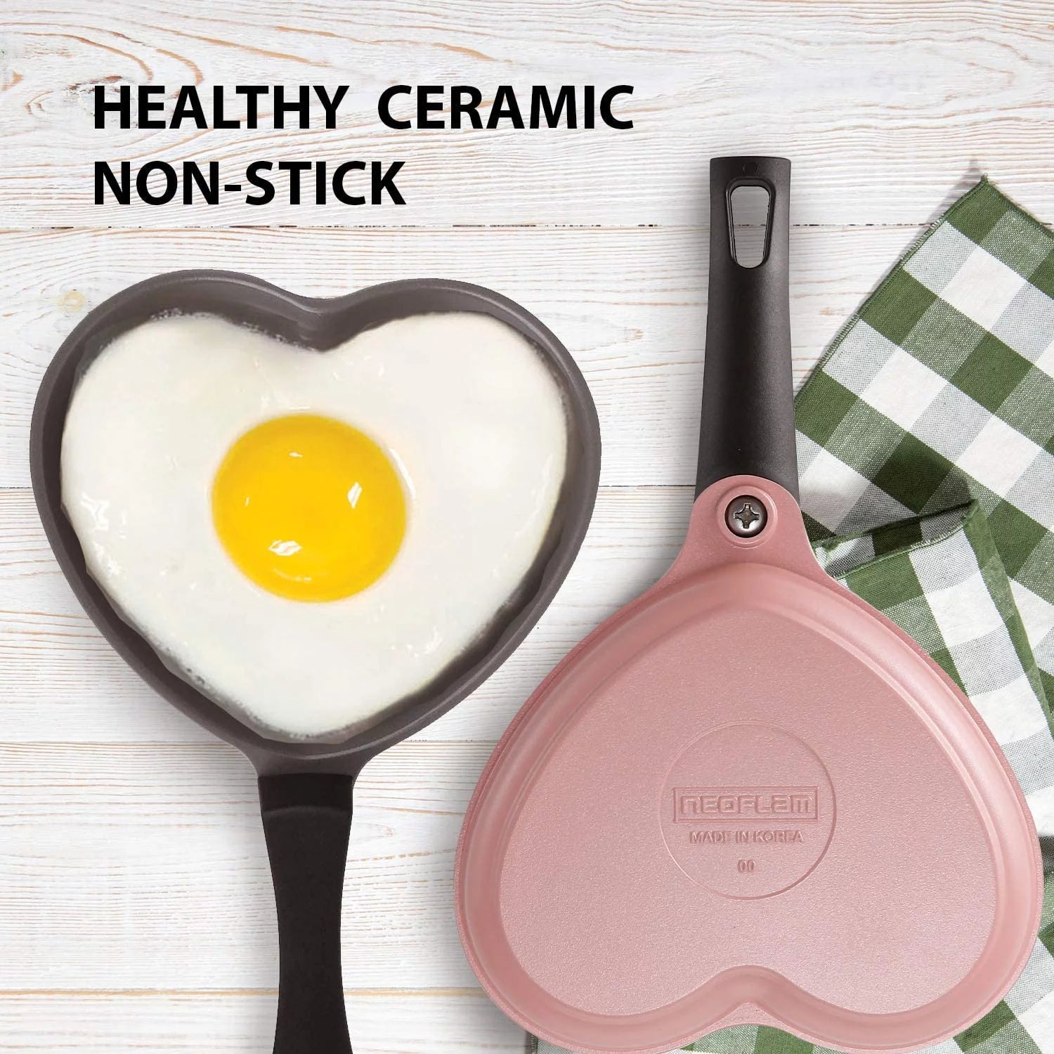 Pink & Red Ceramic Nonstick Heart-Shaped Egg Pan Set F59437