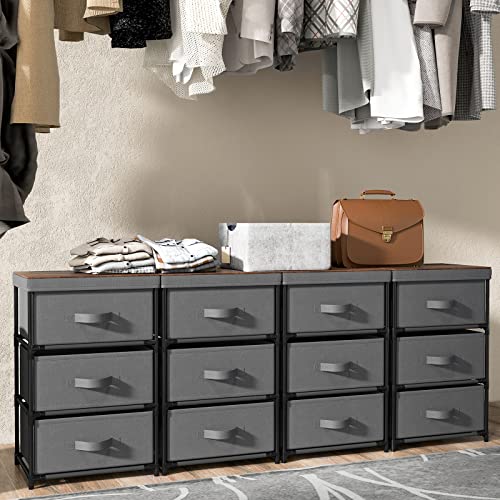 Black Fabric Dresser Set of 2 with 2 Drawers A12136
