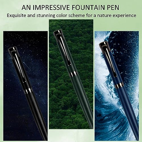 Green Medium Nib Fountain Pen Set with 10 Ink Cartridges and Ink Converter P218