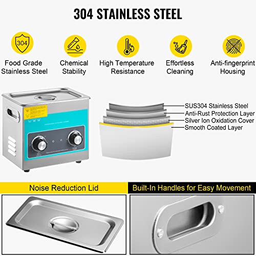 3L 40kHz 304 Stainless Steel Ultrasonic Cleaner L277719