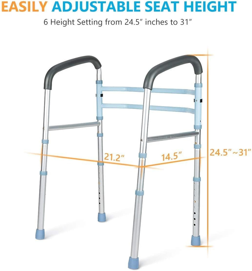 Stand Alone Toilet Safety Rail and Folding Shower Commode Wheelchair Heavy Duty Medical Toilet Safety Frame Adjustable Bathroom Toilet Handrails N65496