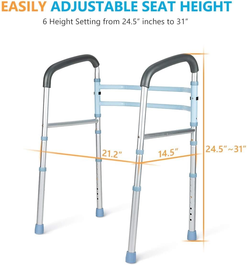 Stand Alone Toilet Safety Rail and Folding Shower Commode Wheelchair Heavy Duty Medical Toilet Safety Frame Adjustable Bathroom Toilet Handrails N65496