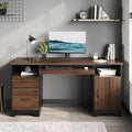 59" Executive Desk with 2 Drawers, Storage Cabinet, File Drawer, Keyboard Tray & 2 Pedestals, Cherry A98044