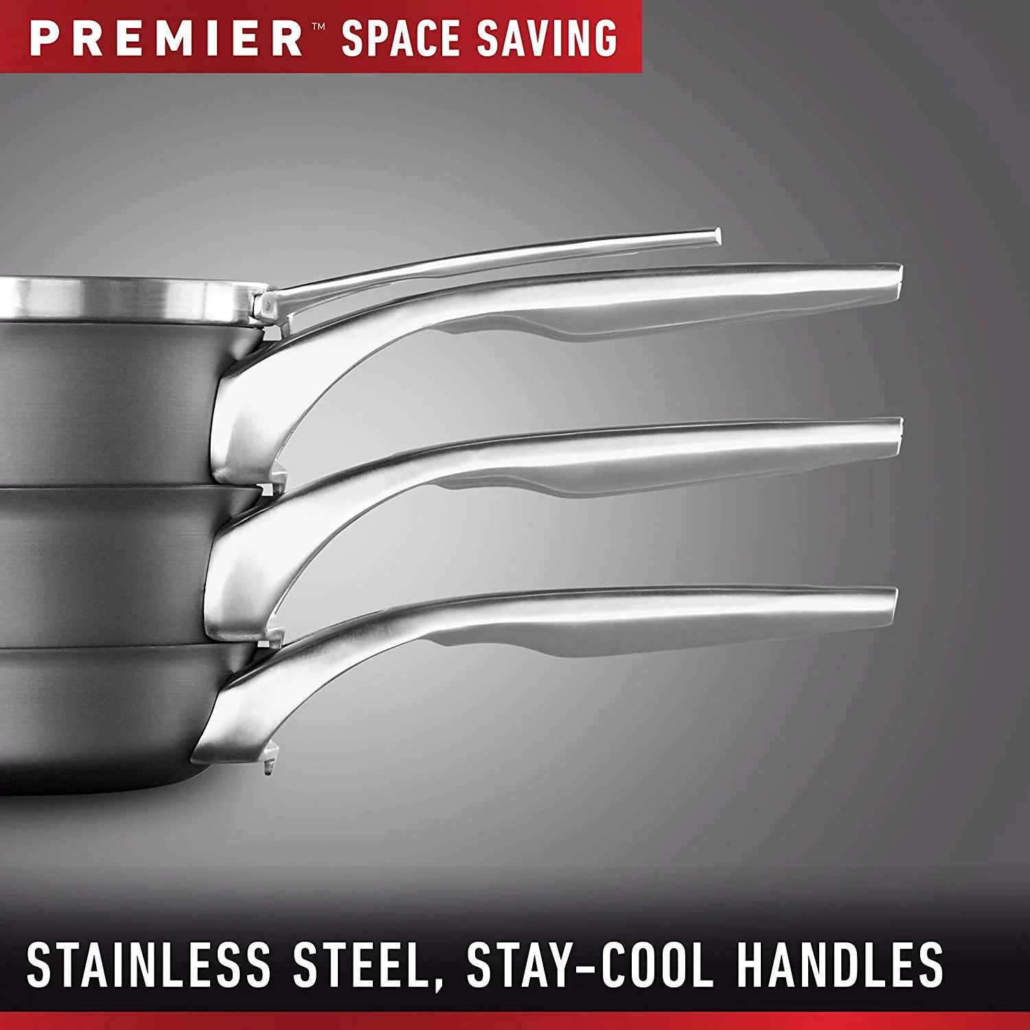 15-Piece Nonstick Stackable Cookware Set with Stainless Steel Handles Black T113650