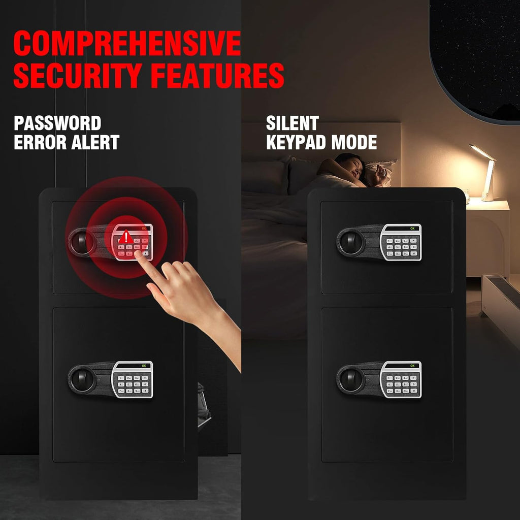 6.1 CU FT Fireproof Waterproof Home Safe Box with Digital Keypad and Key Lock Y4833