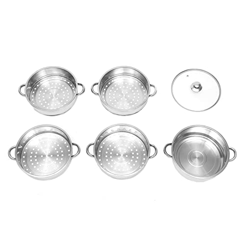 5-Tier Stainless Steel Steamer Set with Vented Glass Lid T309