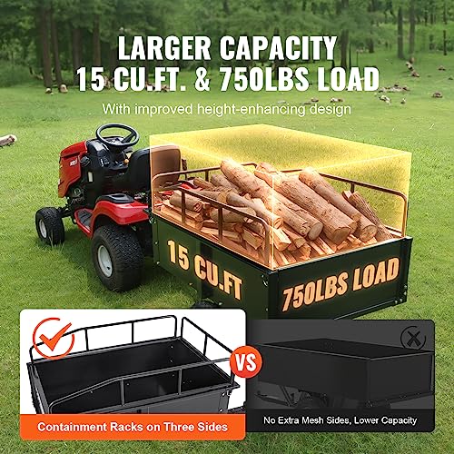 750-Pound 15 Cubic Feet Steel Dump Cart with Removable Sides J5459