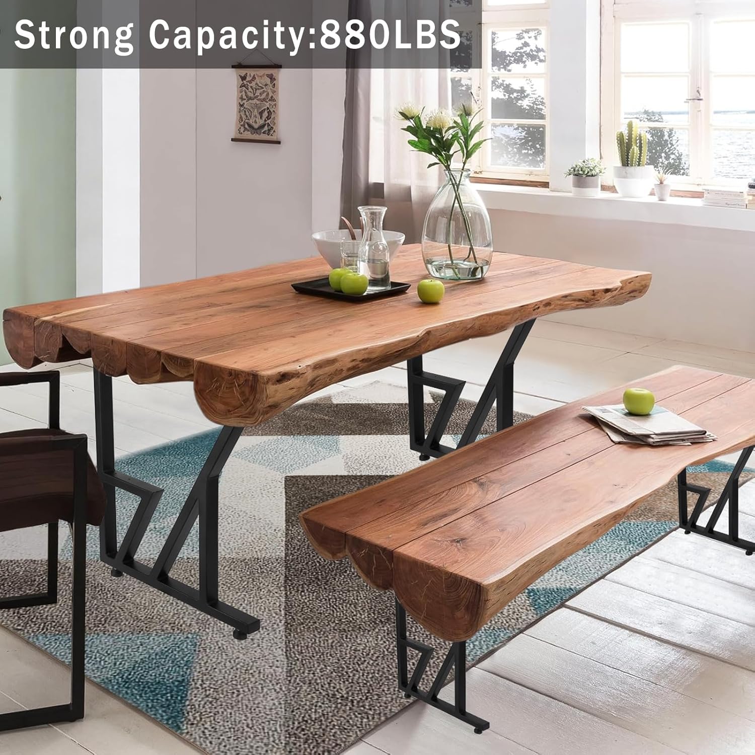 Black Heavy Duty Metal Table Legs 28"x124" (2PCS) H52280