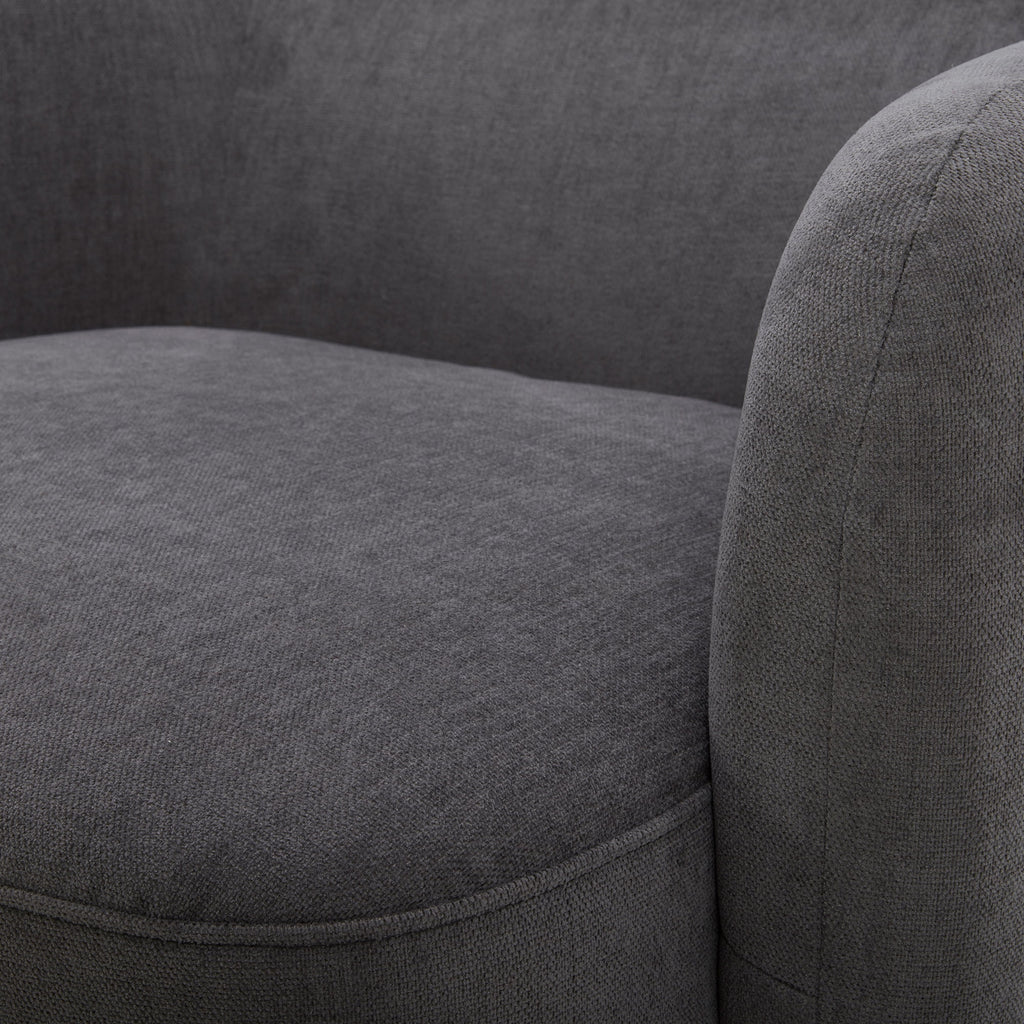 Dark Gray Fabric Swivel Accent Barrel Chairs with Adjustable Backrest C2070