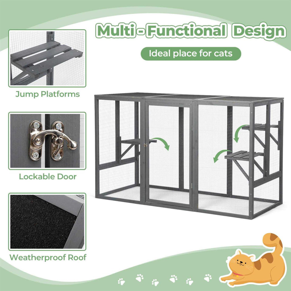 Wooden Outdoor Cat Enclosure Run Playpen Catio Q497079