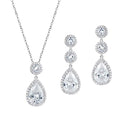 Teardrop Cubic Zirconia Necklace Earrings Set Q8019