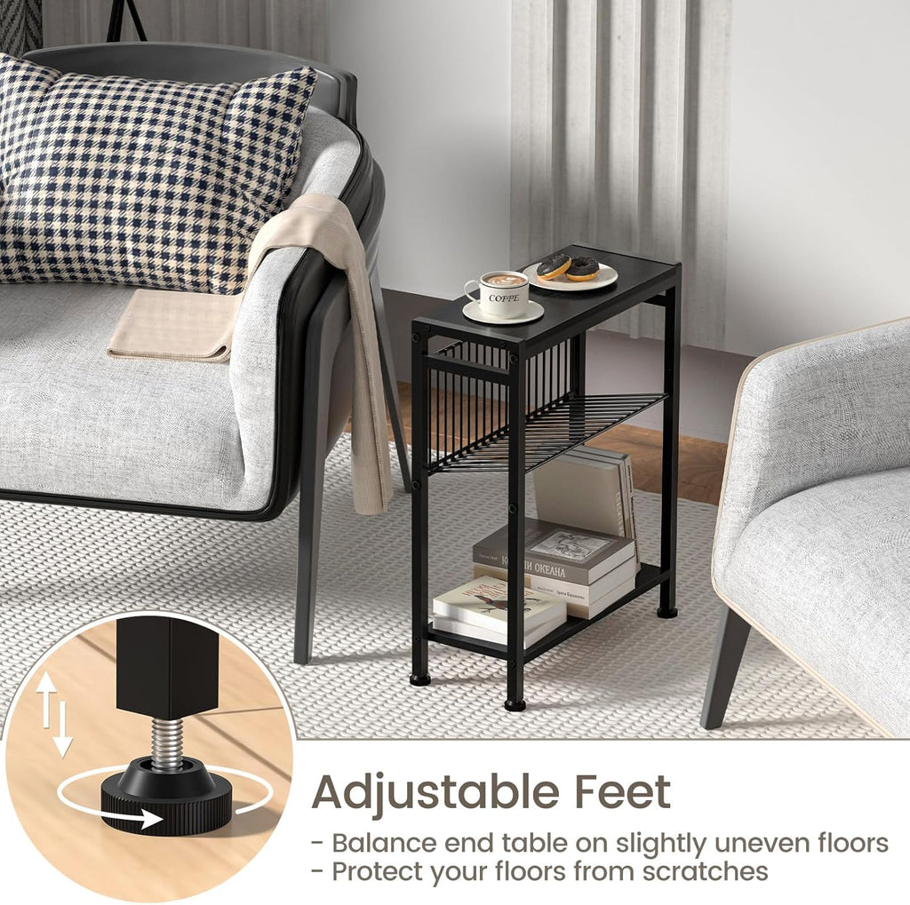 Small End Table Set of 2 & 4-Tier Narrow Kitchen Storage Carts I940