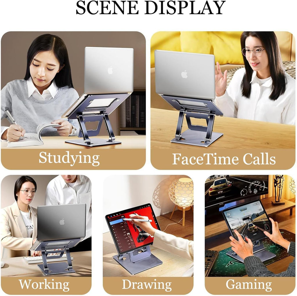 Adjustable Height Laptop Stand with Phone Holder, Foldable Laptop Riser A186