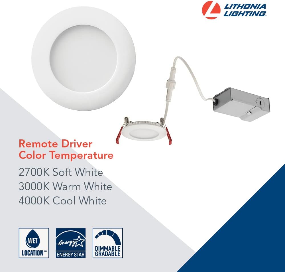 3-Inch Dimmable LED Recessed Ceiling Downlight, 3000K, White & 6-Inch 90CRI LED Color Temperature Selectable Ultra Thin Recessed Downlight M157591