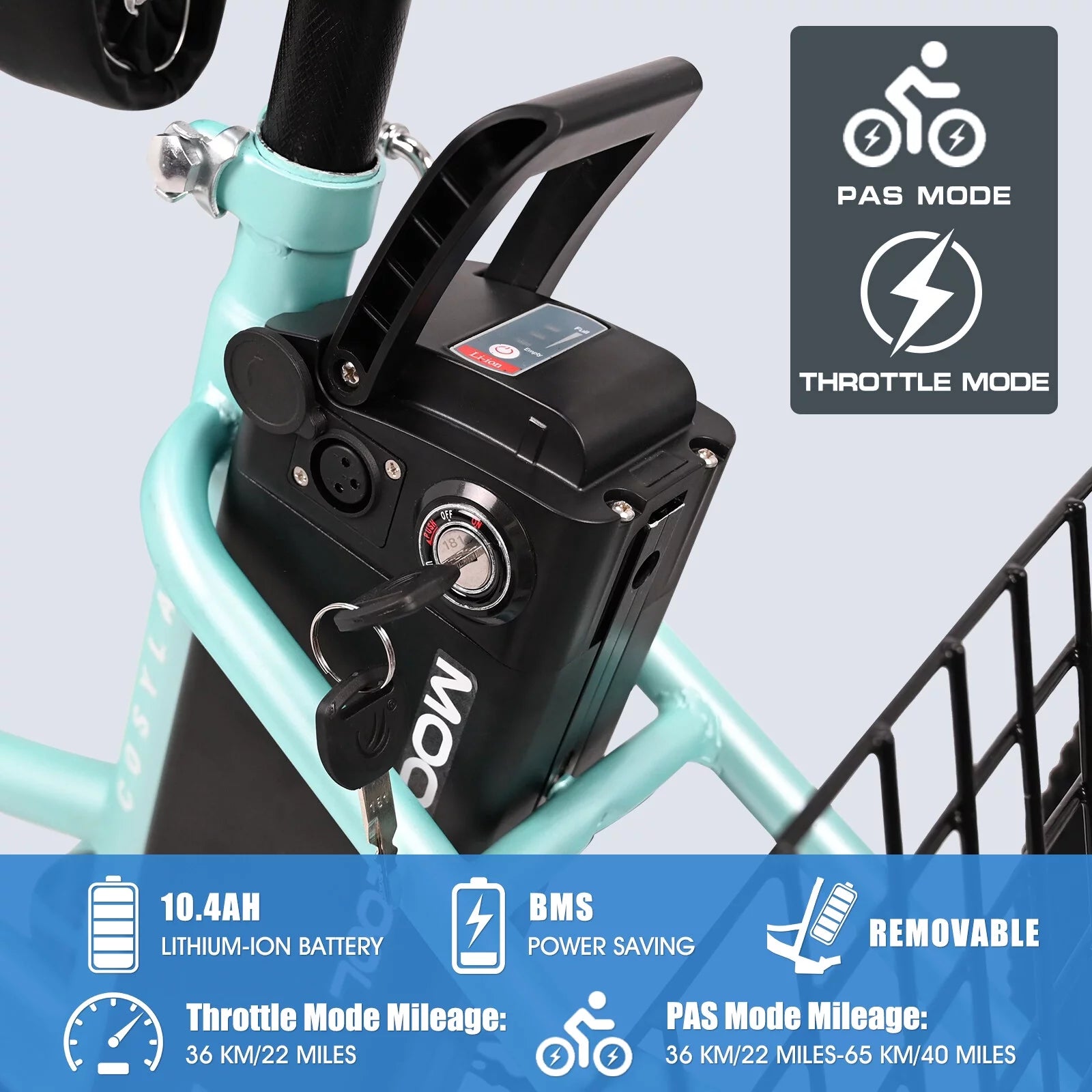 3 Wheel Electric Tricycle with Removable Lithium Battery B2604