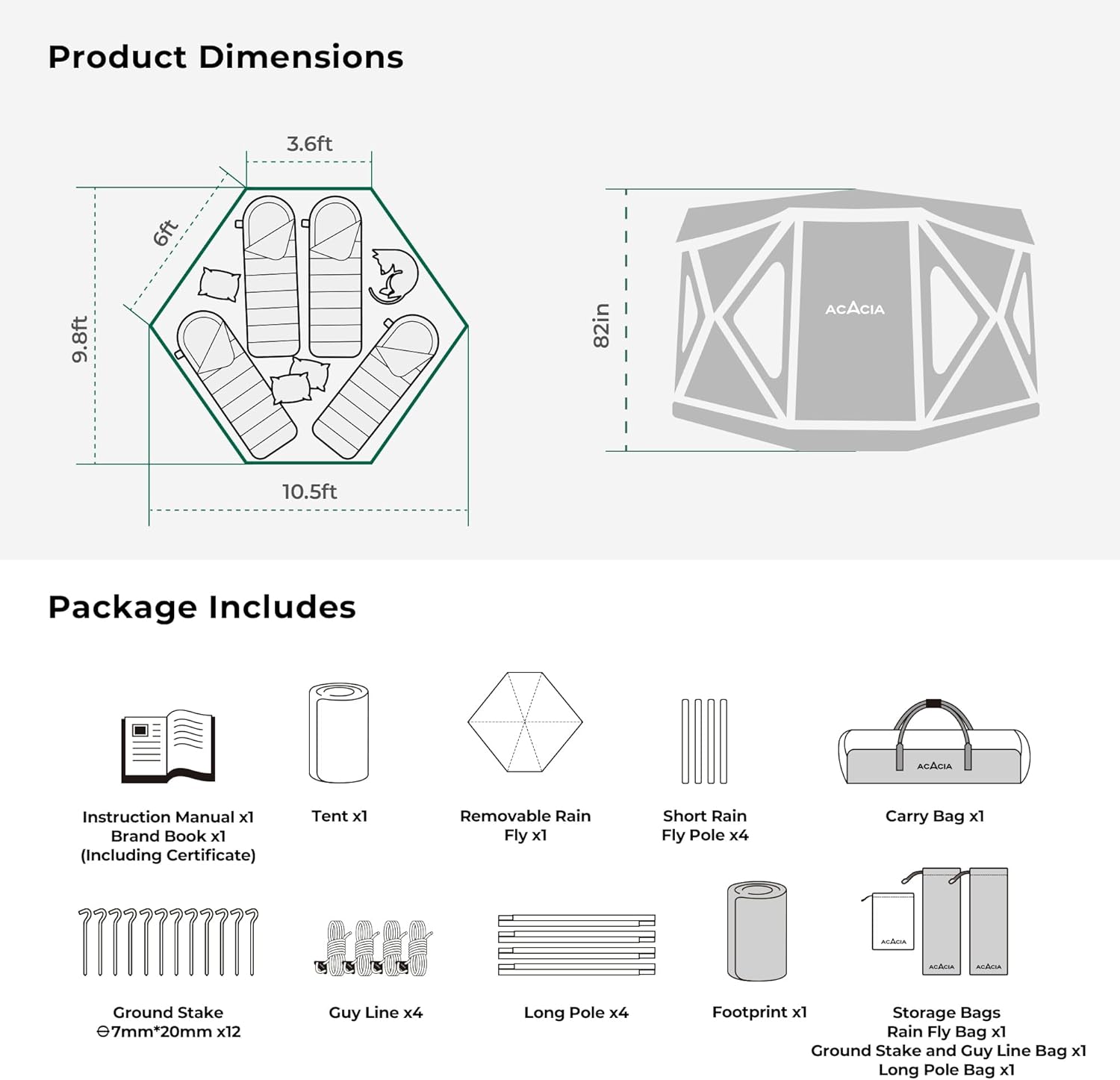 4-6 Person Waterproof Pop Up Hub Tent with Rainfly S6166