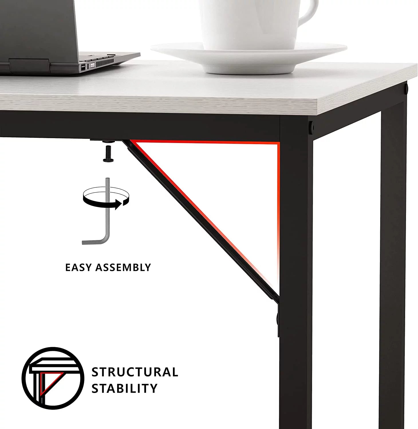 Black Oak Finish 55 inches Computer Desk with Storage Shelf M95626