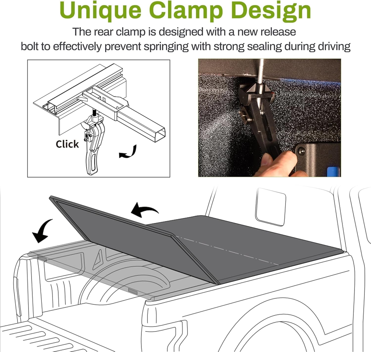 Soft Tri-fold Truck Bed Tonneau Cover for 5.7ft Bed Y574727