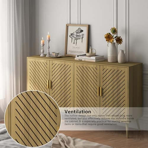 Walnut Wood Sideboard Cabinet with 4 Doors I25741