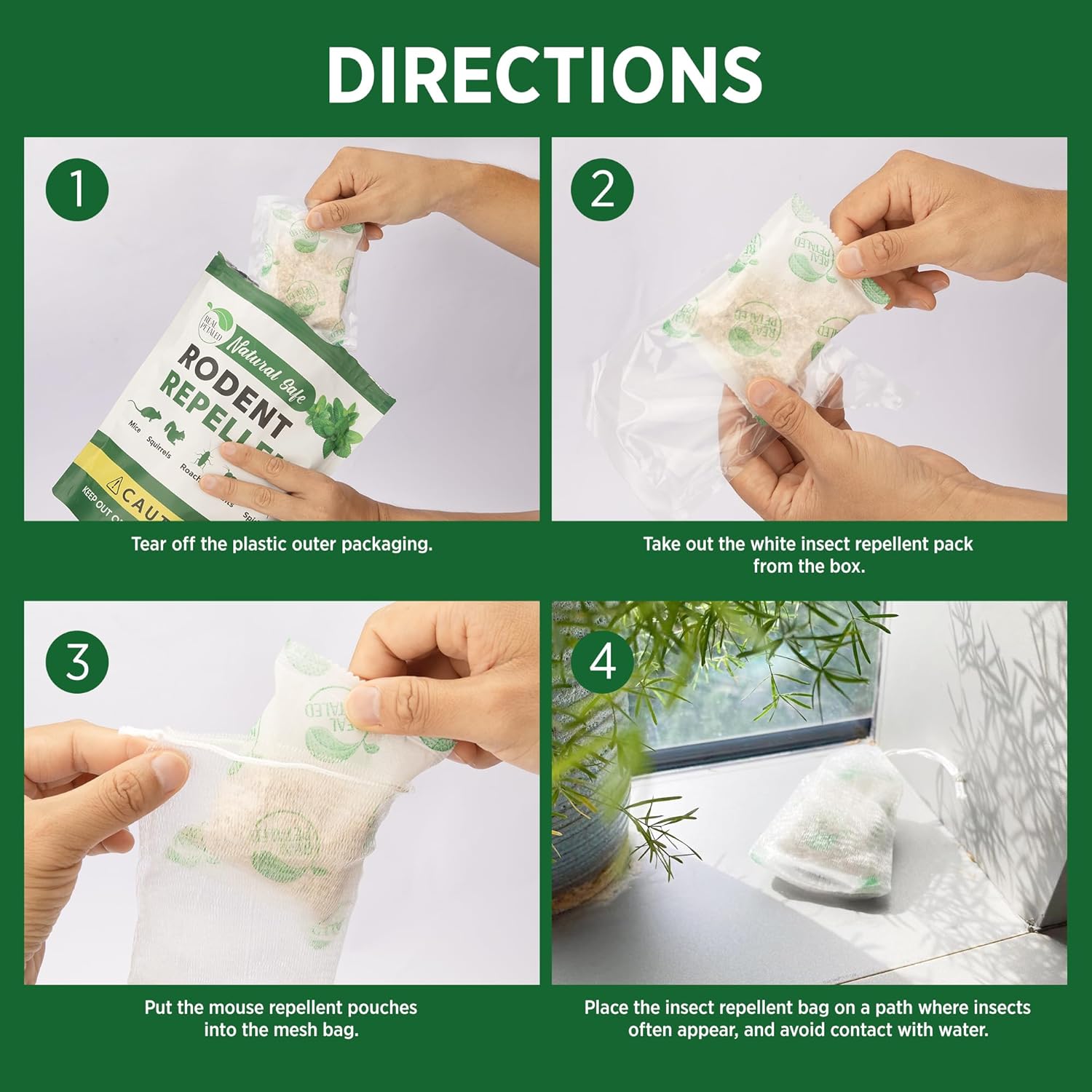Natural Peppermint Oil Rodent Repellent Pouches, 10 Pouches T85831
